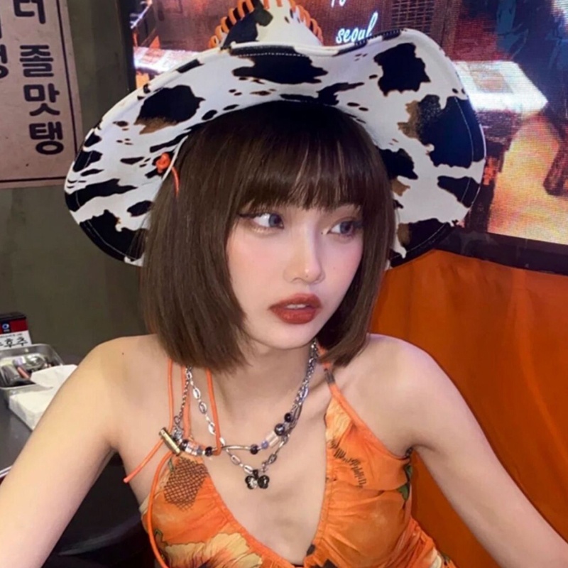 Mũ Cao Bồi Họa Tiết Bò Sữa Dễ Thương