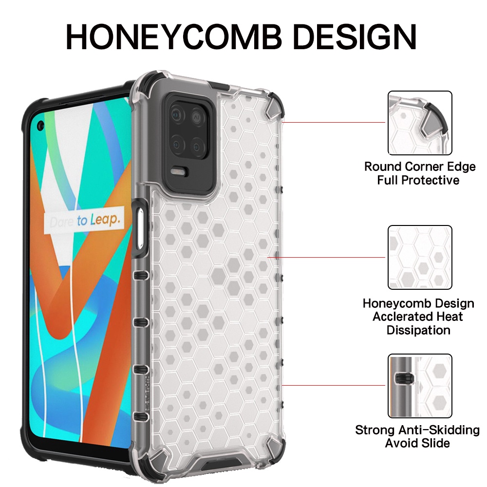 Ốp Điện Thoại Nhựa Cứng Trong Suốt Chống Sốc Họa Tiết Tổ Ong Cho Realme 7 6 5 Pro 7i 6i 6S 5s