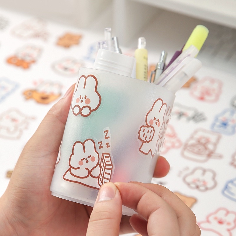 Hộp 40 Miếng Sticker, Hình Dán Hoạt Hình Gấu Thỏ