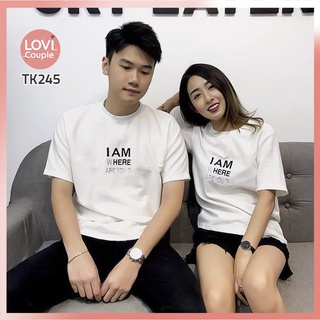 Áo cặp áo đôi - áo phông trắng i am here, where are you tk245
