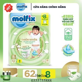 Tã Bỉm Quần Molfix Bông Organic tự nhiên đủ size M76+8 / L68+8 / XL62+8 / XXL56+8 / XXXL24+6 Cho Bé
