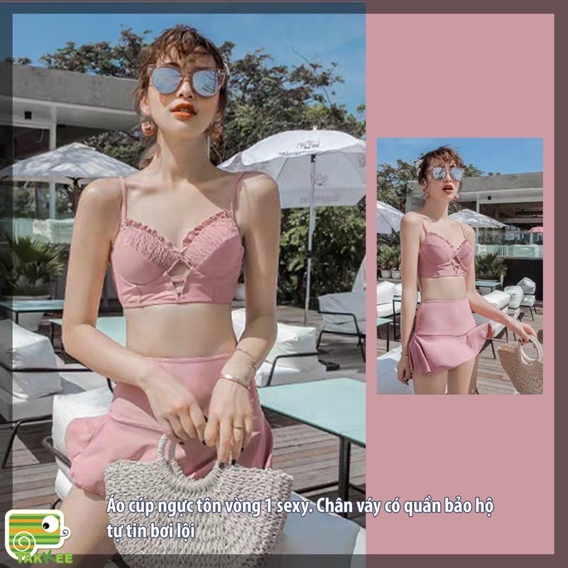 BiKiNi, Đồ Bơi Nữ 3 Mảnh Kèm Áo Khoác Ren Sang Chảnh Thời Trang Cao Cấp