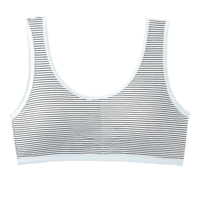 Brroa Áo Ngực Thể Thao Cotton Dây Bản Rộng In Họa Tiết Sọc Có Đệm Tháo Rời Được Cho Tuổi Teen / Bé Gái