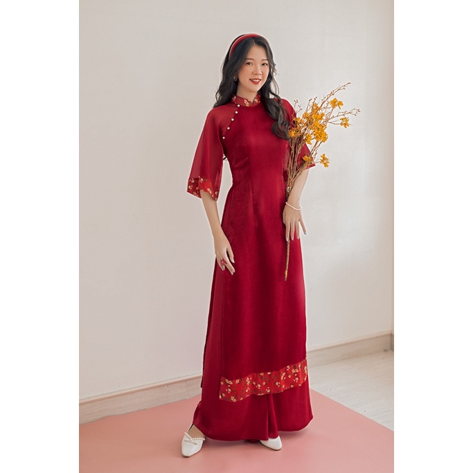 Sumire Store Áo dài Bách Hoa Xuân - Đỏ hoa đỏ
