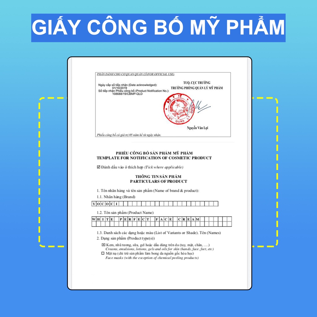 Kem dưỡng trắng da mặt Yococi giúp sáng da, ngăn chặn ánh sáng xanh White Perfect Face Cream 20g | BigBuy360 - bigbuy360.vn