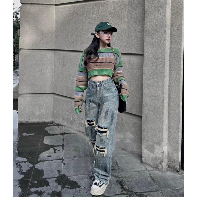 ÁO LEN CRT KẺ XANH HÀNG QC