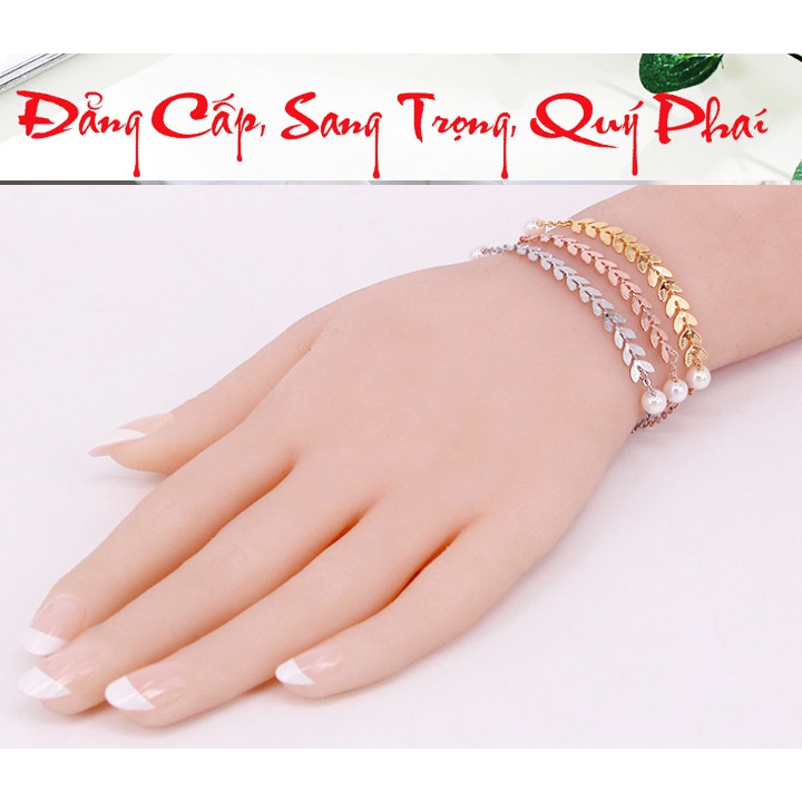 Lắc tay nữ titan kiểu chiếc lá siêu đẹp, bền màu, hợp thời trang, dễ phối đồ