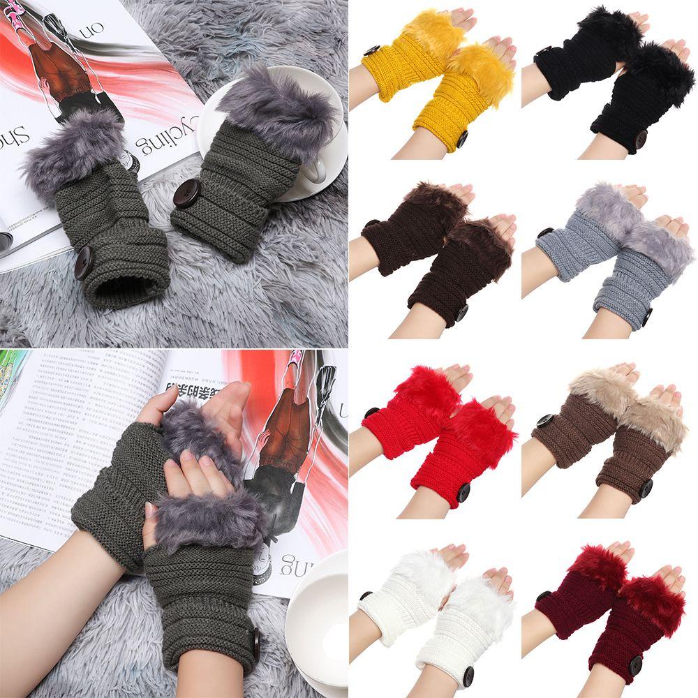 Găng Tay Dệt Kim Dày Mềm Mại Co Giãn Giữ Ấm Cánh Tay Cho Nữ
