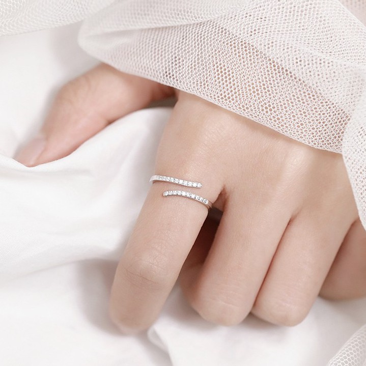 Nhẫn nữ mạ bạc 925 cao cấp thiết kế hàn quốc free size dễ điều chỉnh trang sức CINLA N003