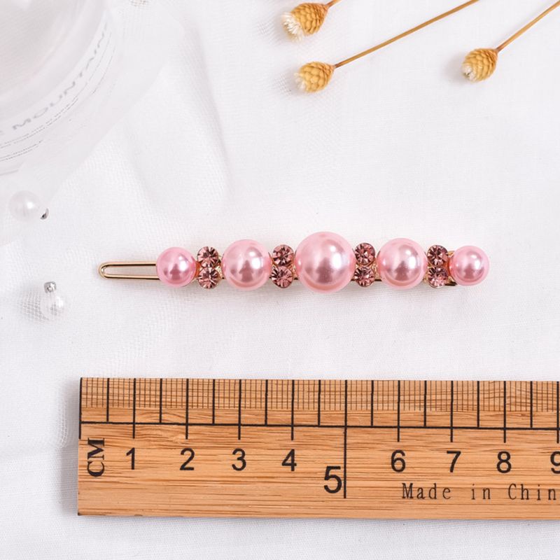 Kẹp Tóc Đính Hạt Ngọc Trai Giả Màu Hồng / Trắng Ngọt Ngào Phong Cách Hàn Quốc Cho Nữ