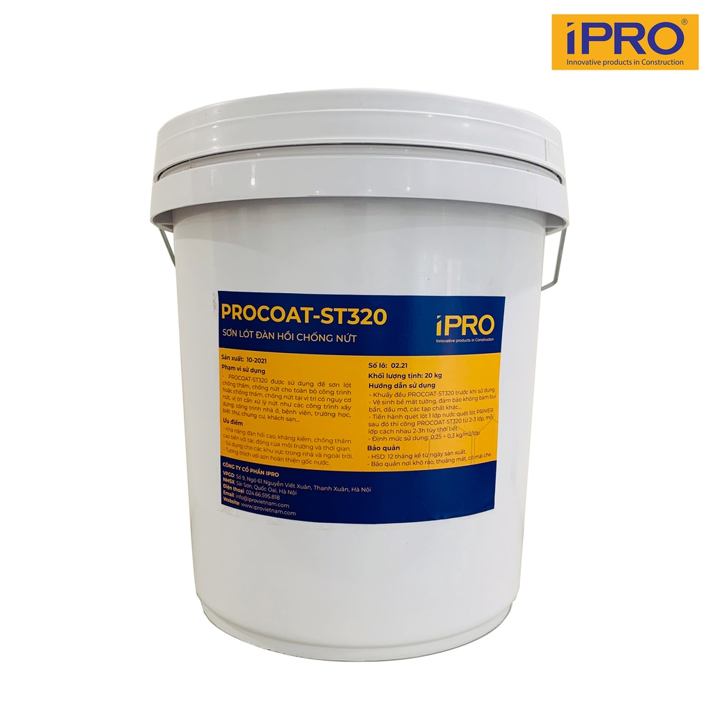 Sơn đàn hồi chống nứt tường, chống thấm tường, che phủ vết nứt chân chim PROCOAT-ST320 (thùng 5kg)
