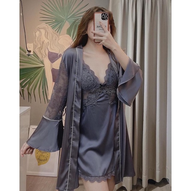 Áo choàng ngủ lụa cao cấp J1071 | BigBuy360 - bigbuy360.vn