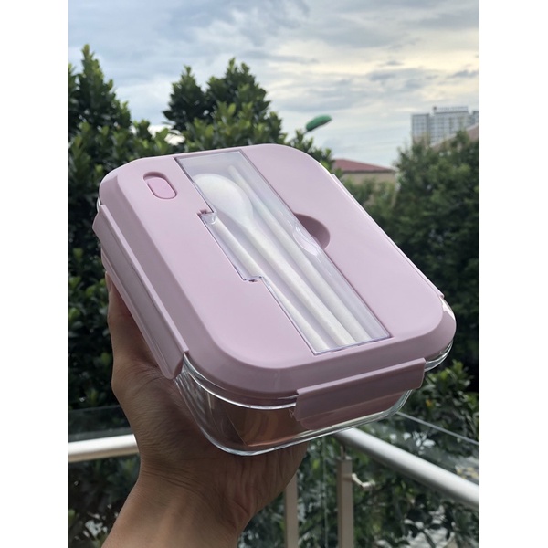Hộp thủy tinh chia ngăn AHAHOME Glass Lunch Box 960ML