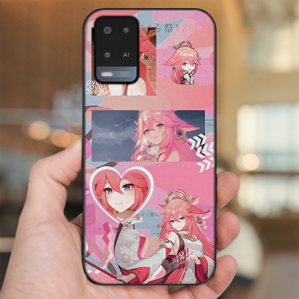 Ốp lưng Oppo A54 4G, A54 5G viền đen in hình Yae Miko Genshin Impact