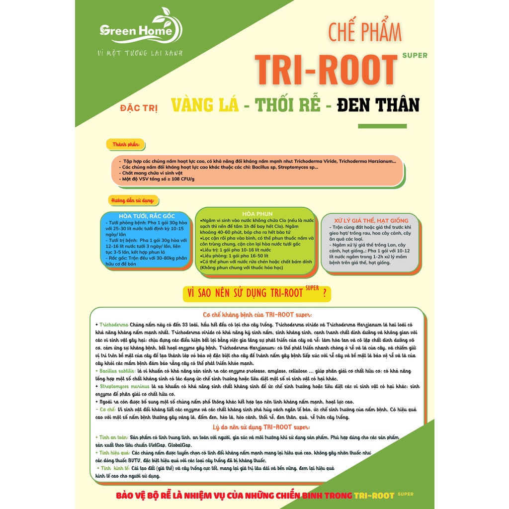 Chế phẩm vi sinh phòng trừ nấm TRI-ROOT