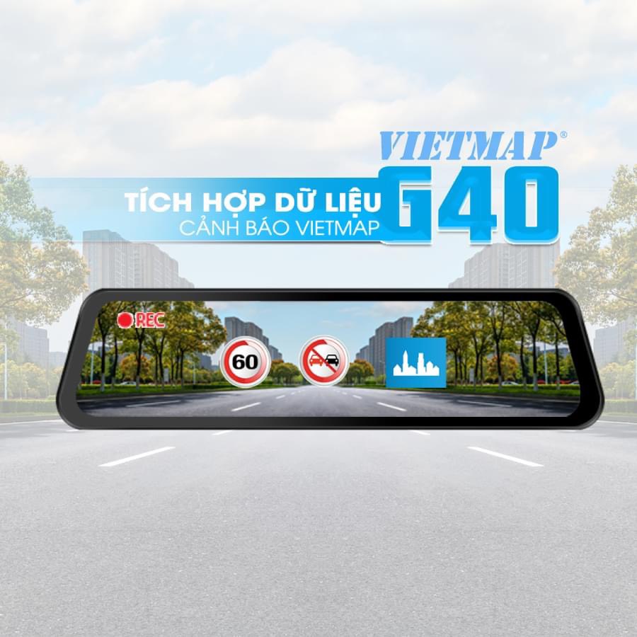 VIETMAP G40 - Camera hành trình ô tô Gương tràn viền cảnh báo giao thông bằng giọng nói-Hàng Chính Hãng - Đại Việt Auto