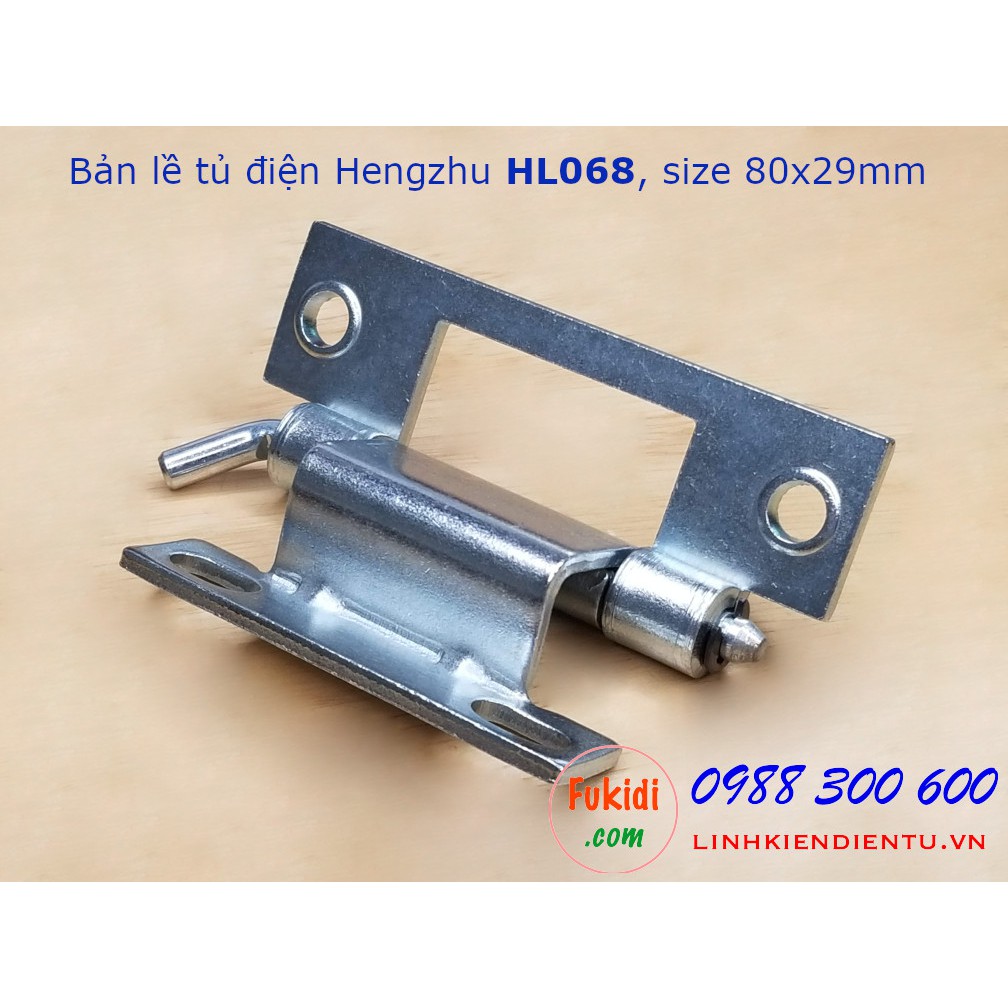 Bản lề tủ điện Hengzhu HL068-1 và HL068-2, chất liệu thép mạ sáng bóng, dài 60 và 80mm