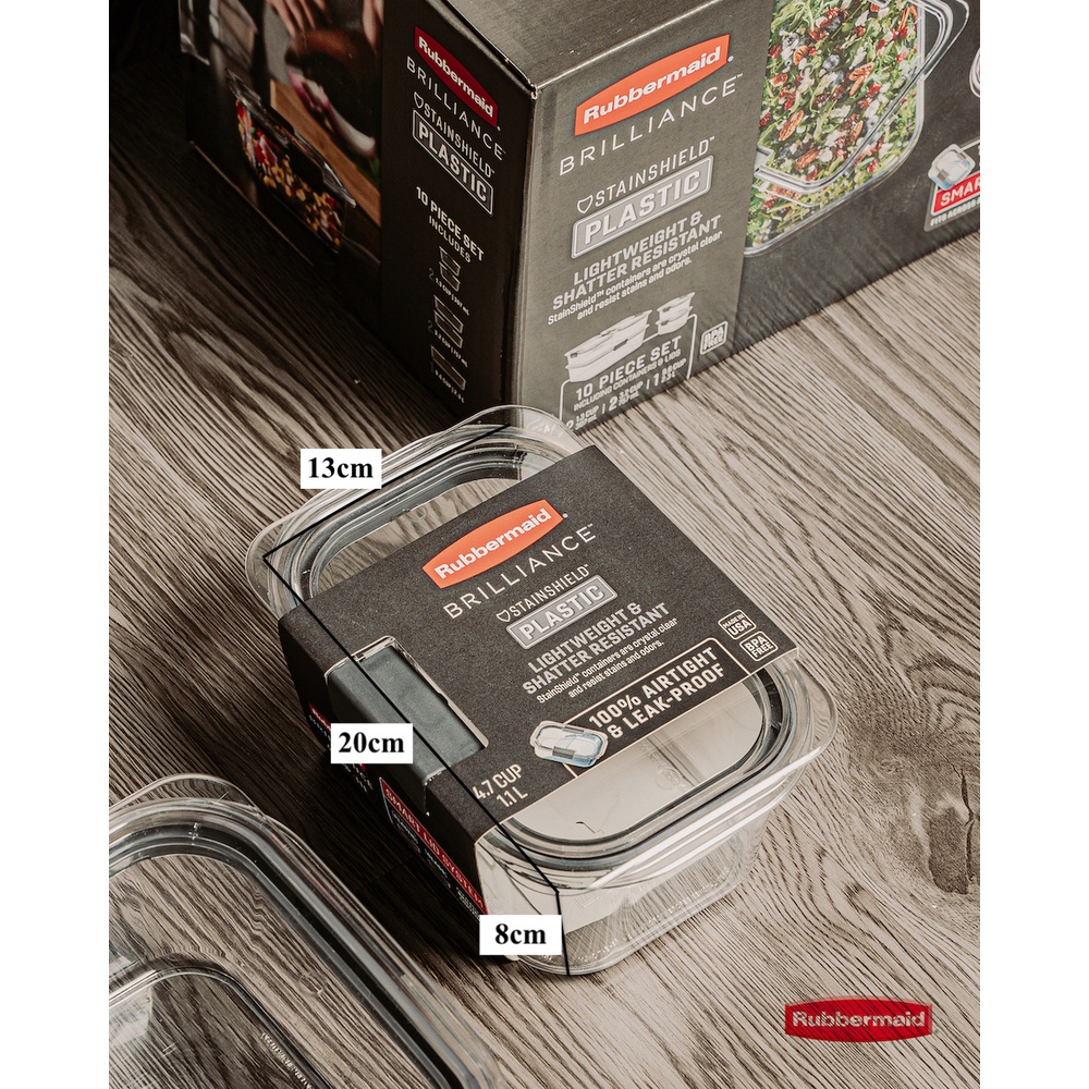 Hộp nhựa đựng thực phẩm Tritan Brilliance size 1.1L Rubbermaid USA