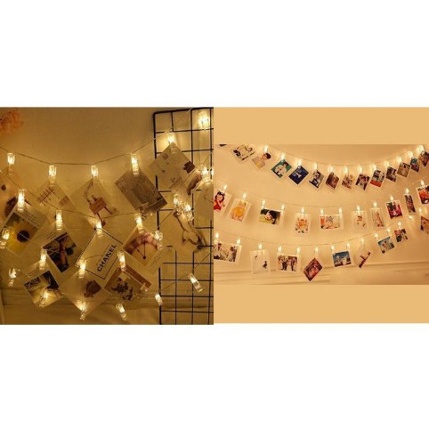 Dây đèn led kẹp ảnh chạy bằng pin mầu vàng nắng