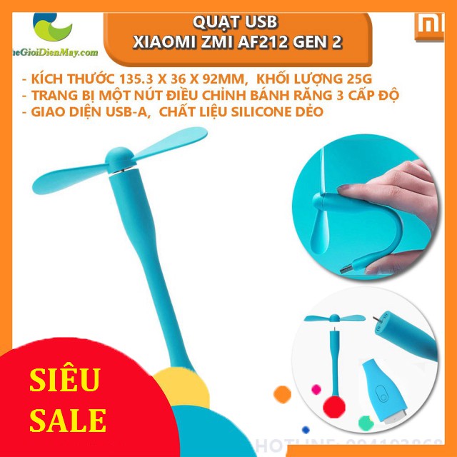 [SiêuRẻ] Quạt USB Xiaomi ZMI AF212 gen 2 có nút chỉnh tốc độ, bật tắt - Shop Thế GIới Điện Máy .