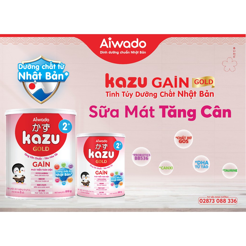 Sữa Kazu gold Bio đủ số 0+ 1+ 2+ 810g [Date 2023]