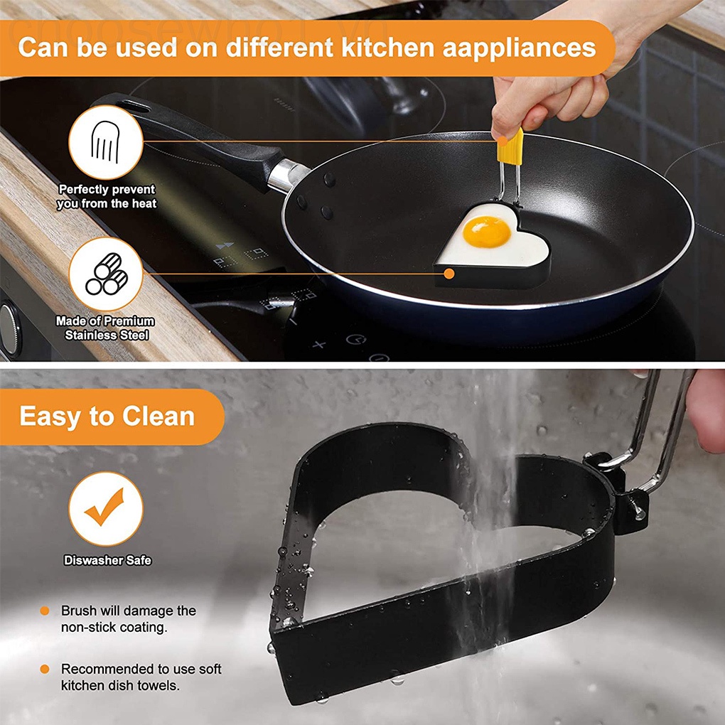 Khuôn Chiên Trứng Chống Dính Bằng Thép Không Gỉ