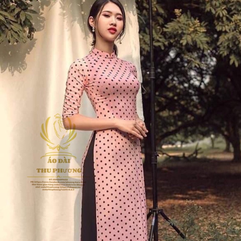Áo dài chấm bi, dây nơ | BigBuy360 - bigbuy360.vn