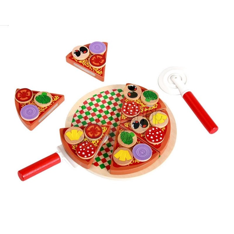 Đồ chơi cắt bánh pizza bằng gỗ cho bé