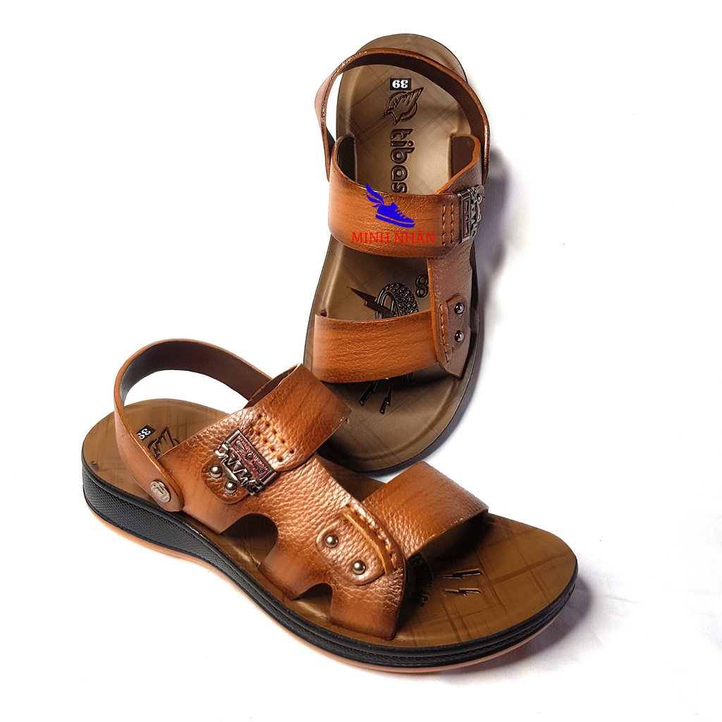 Dép da nam tăng chiều cao 4cm Xăng đan Sandal nam da bò xịn quai ngang quai hậu cao cấp xuất khẩu thời trang đẹp Q-4