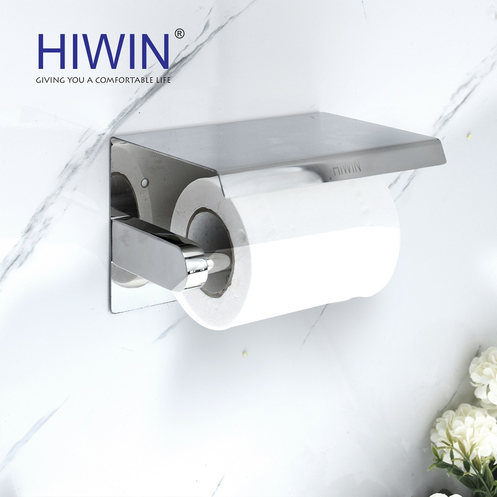 Lô giấy, hộp đựng giấy vệ sinh inox 304 đơn kèm giá để đồ thông minh HIWIN Y-5009