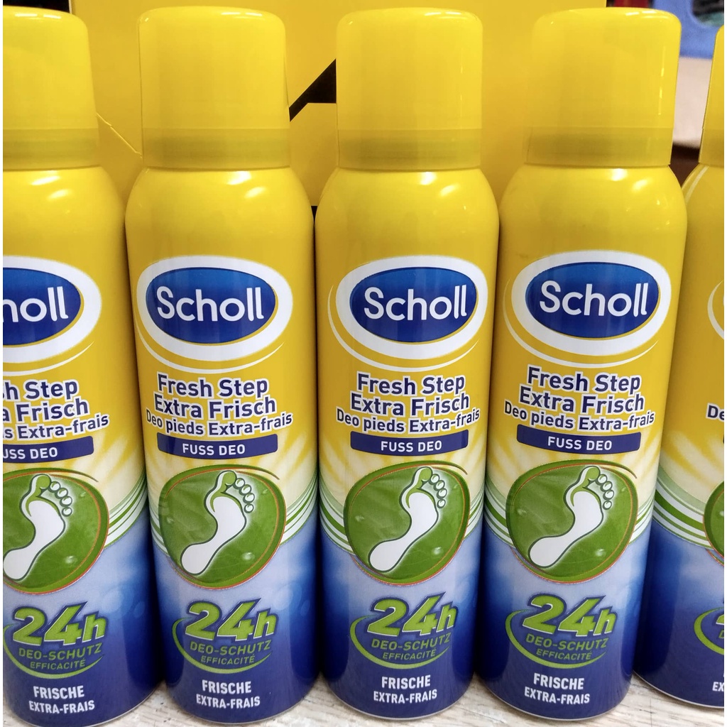 SCHOLL- Xịt khử mùi hôi chân FRESH STEP EXTRA FRISCH DEO PIEDS EXTRA-FRAIS 24H dung tích 150ml, hàng Đức chính hãng