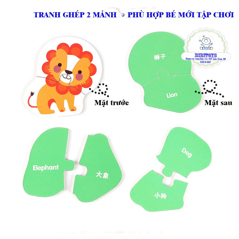 [RẺ VÔ ĐỊCH] Tranh ghép 2 mảnh gỗ Puzzle cao cấp 24-26 hình