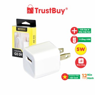 Bộ Củ Sạc + Dây Cáp Sạc Lightning iPhone iPad 1m Genshai GS09 - Hàng Chính Hãng