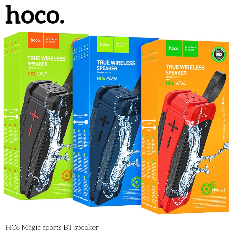 Loa bluetooth thể thao Hoco HC6 loa di động không dây chống nước 2 loa công suất 10w công nghệ TWS chuẩn Bluetooth 5.0