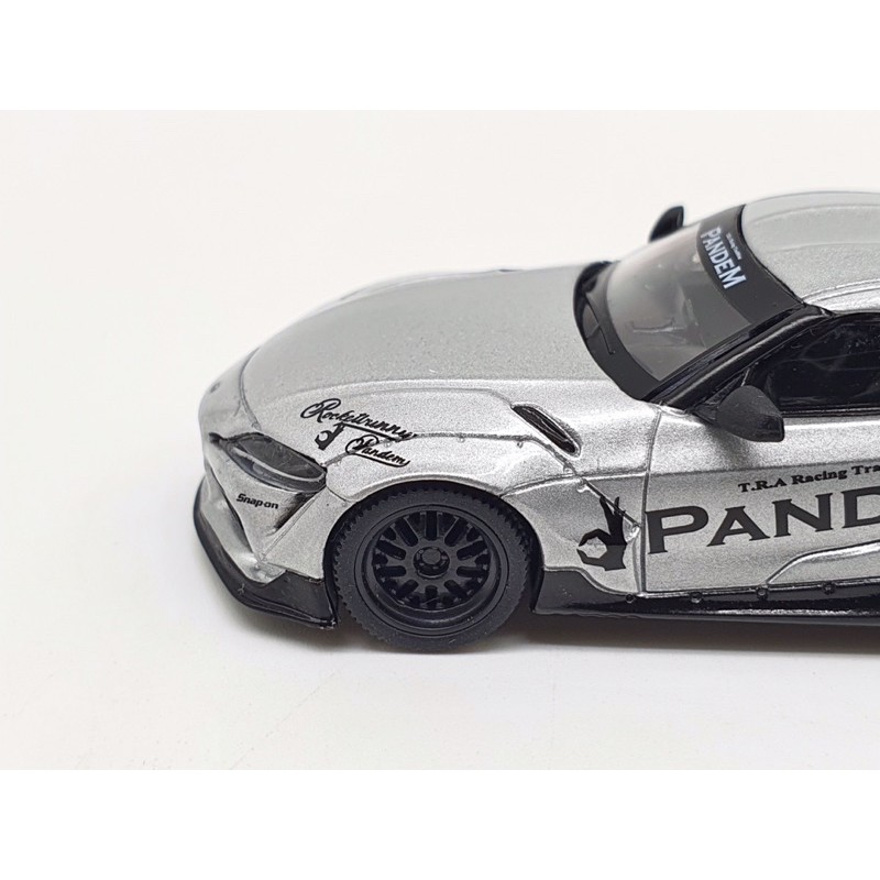 Xe Mô Hình Pandem Toyota GR Supra V1.0 Silver LHD 1:64 MiniGT (Xám)