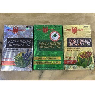 DẦU GIÓ CON Ó EAGLE BRAND MEDICATED OIL 24ML CỦA SINGAPORE (DẦU XANH, DẦU VÀNG, DẦU TRẮNG)