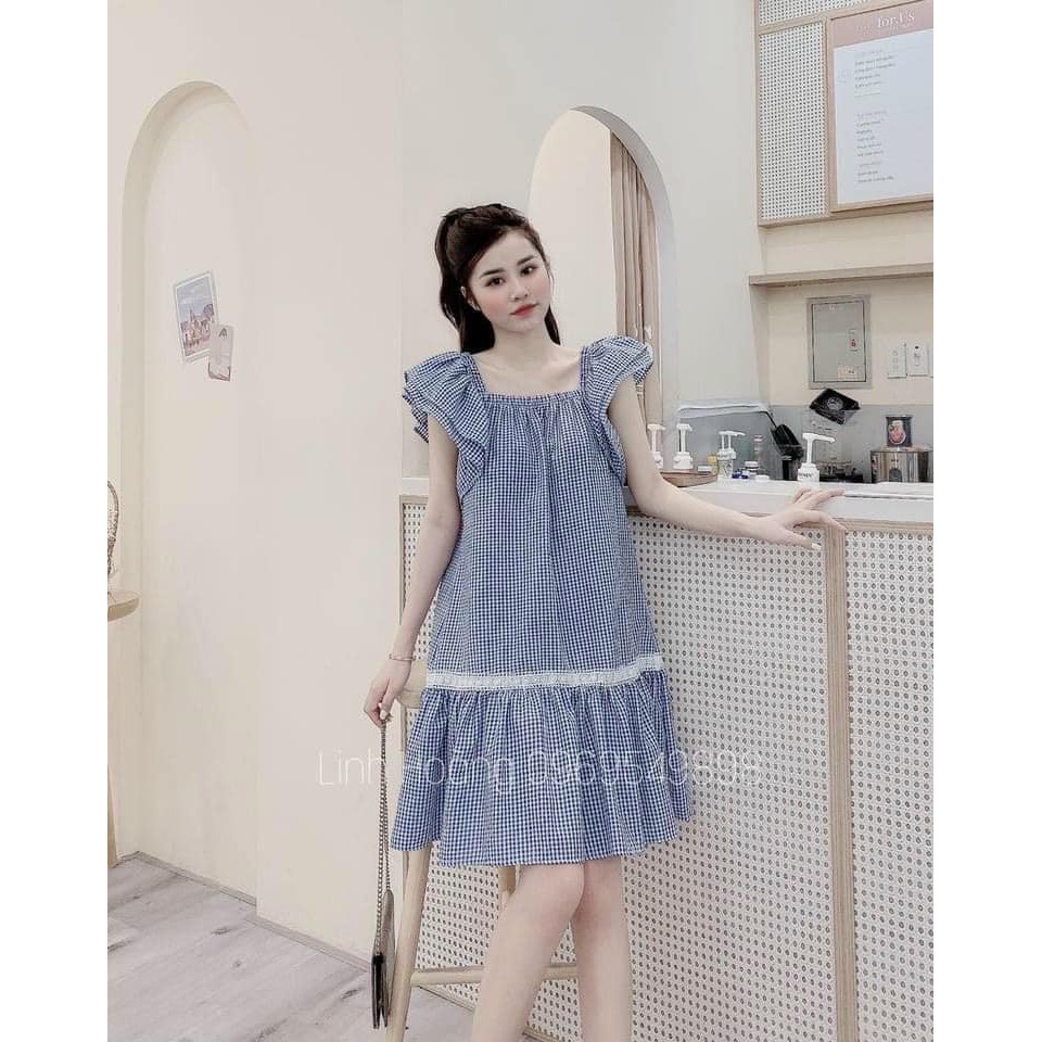 Váy đuôi cá kẻ caro tay bèo 🍀đầm đi biển đuôi cá chất thô mềm bao đẹp vintage - ulzzang thời trang 1989