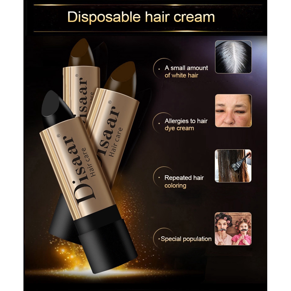Thỏi nhuộm tóc thương hiệu Disaar 22g màu đen tự nhiên thiết kế kiểu son môi tiện lợi | BigBuy360 - bigbuy360.vn