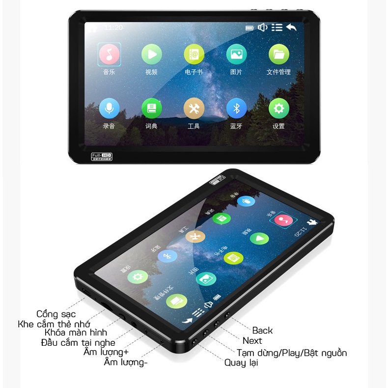 Máy Nghe Nhạc MP3/MP4 Màn Hình Cảm Ứng Siêu Lớn 7.1 Inch Bluetooth Xem Phim Siêu Nét V8 Bộ Nhớ 8GB  GEAR79
