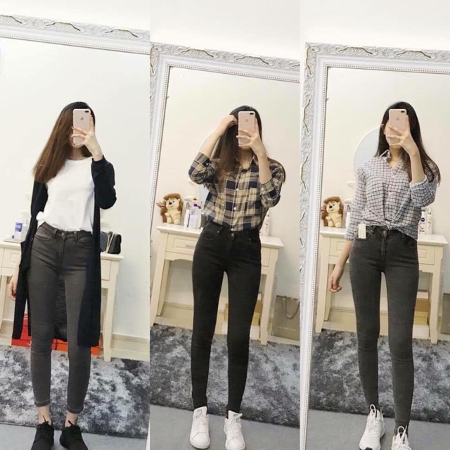Quần jean skinny xám