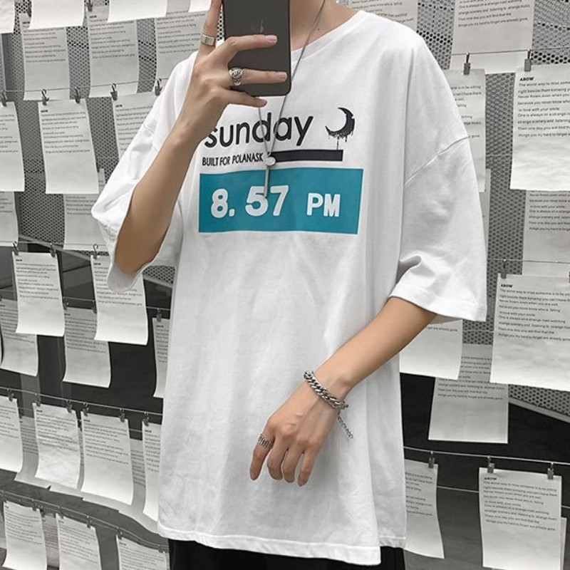 Áo phông form rộng unisex nam nữ tay lỡ thun streetwear cotton oversize giá rẻ in style ulzzang SUNDAY