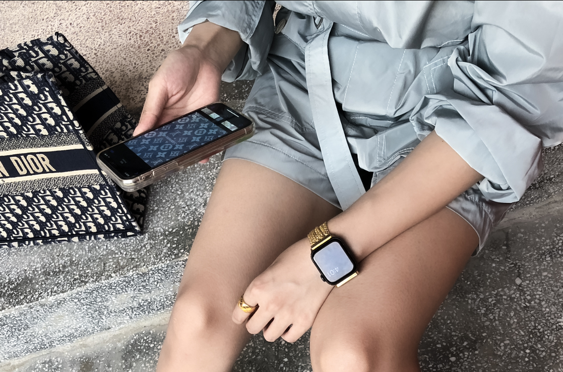 Dây Đeo Đồng Hồ Apple Watch Nhiều Lớp Chất Liệu Denim Phong Cách Retro