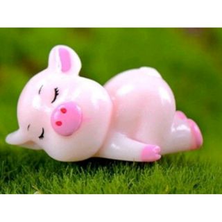 Tượng chú heo con nằm ngủ trang trí tiểu cảnh