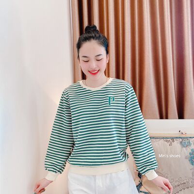 Min's Shoes - Áo sweater nữ kẻ sọc oversize hàn quốc Áo 418 - Kẻ 2 màu P