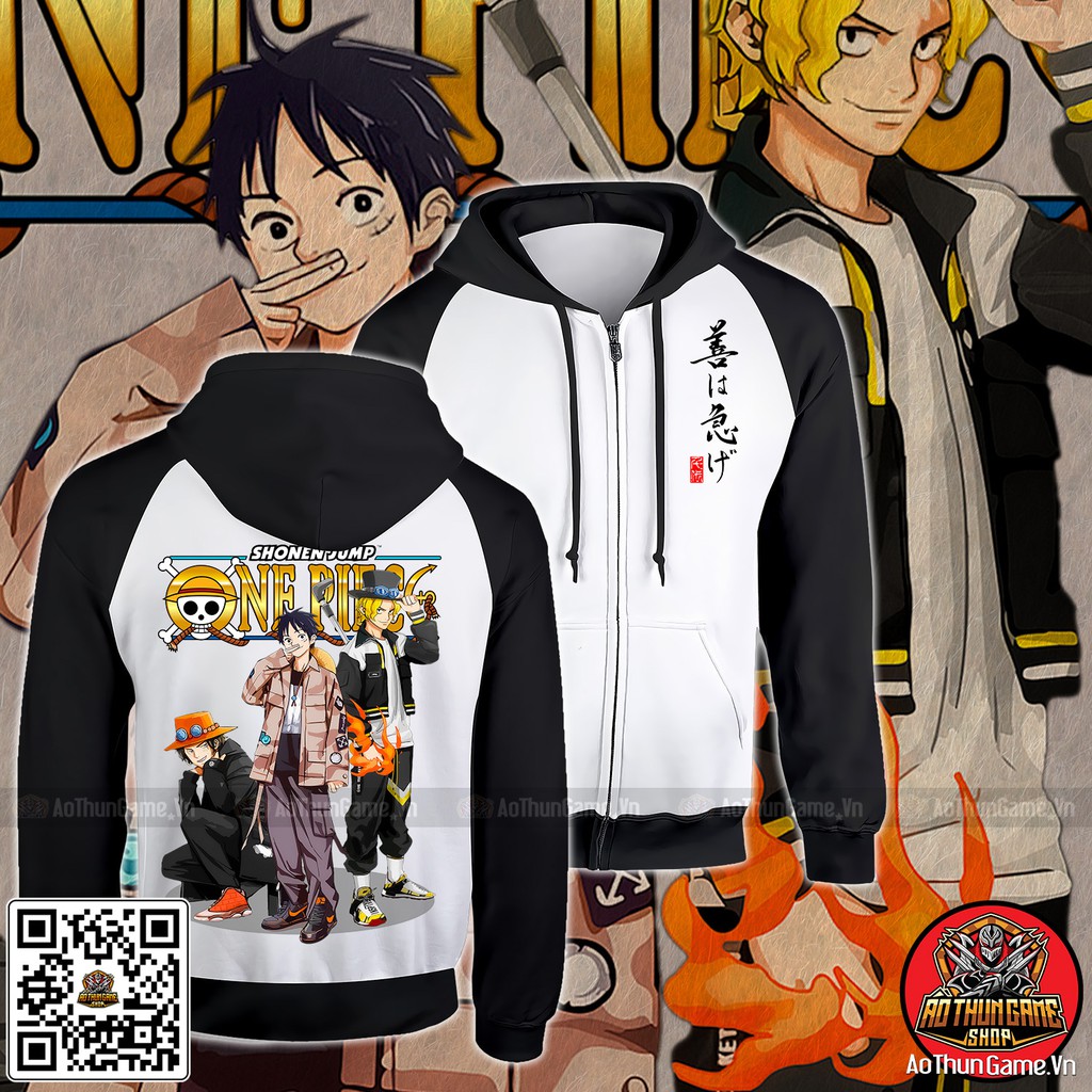 BST Áo khoác One Piece ACE LUFFY SABO, Áo khoác hoodie có size bé cho trẻ em Anime Manga Nam Nữ | Shop AoThunGameVn