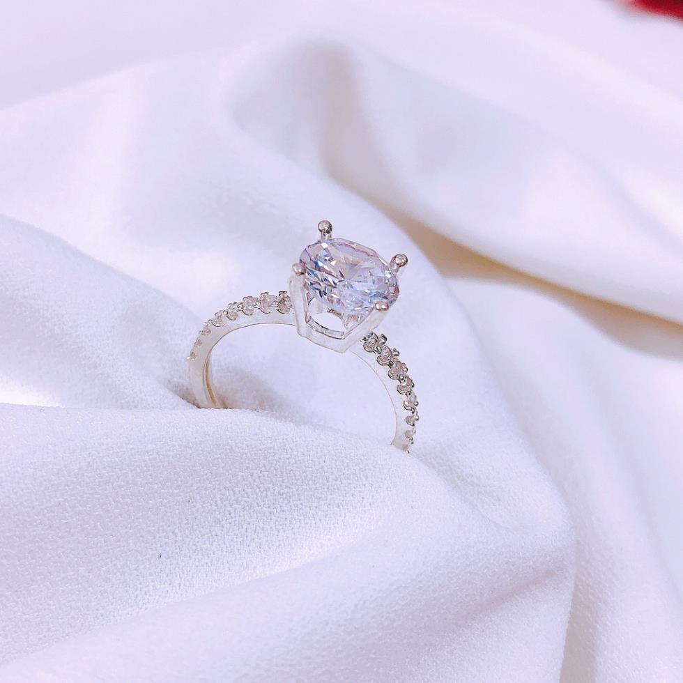 Nhẫn nữ bạc ta đá chủ 8ly sáng đẹp _bạc kim hưng