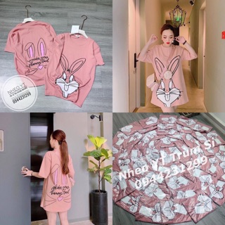 Áo phông thỏ hồng in lưng nữ