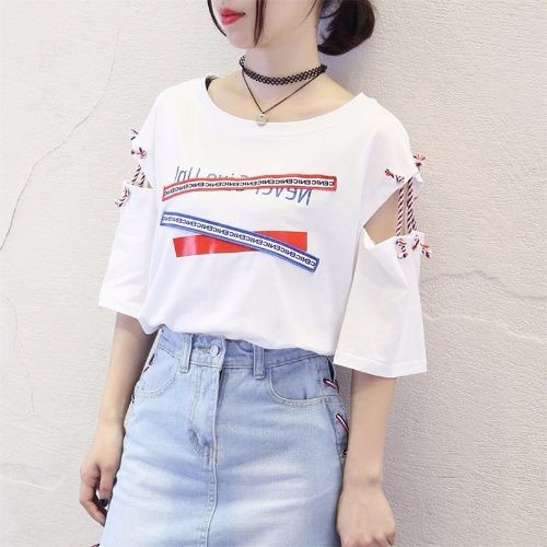 Áo Thun Nữ Trễ Vai Tay Ngắn Dáng Rộng Phong Cách Hàn Quốc Mùa Hè Hàng Mới