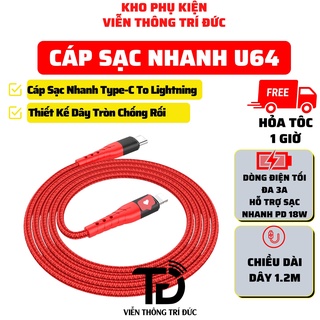 Cáp sạc nhanh ip18w ho.co u64 3a type-c to-chuyên dùng sạc pin & đồng bộ dữ liệu tốc độ cao cho táo
