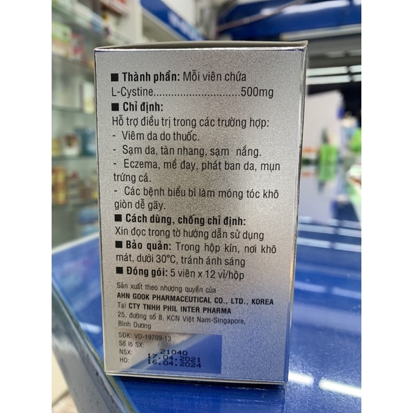 [Chính hãng] Viên uống đẹp da, tóc, móng L-CYSTINE Phils-Lin 500mg - Hộp 60 viên